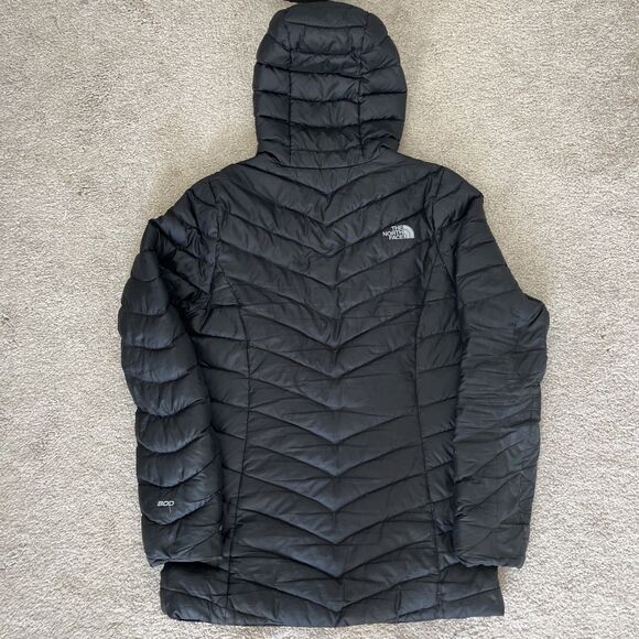 North Face Down Puffer Jacket Womens XS 800 Black Hooded Minimalist Lightweight - Picture 9 of 9